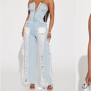 Distressed Denim Jumpsuit